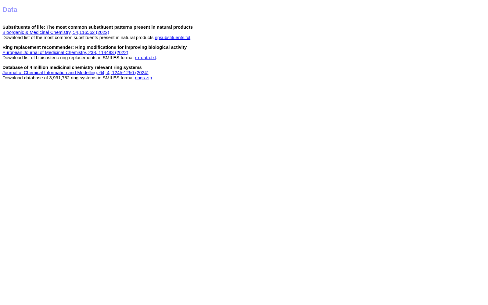 Database of 4 Million Medicinal Chemistry-Relevant Ring Systems. 数据集图片