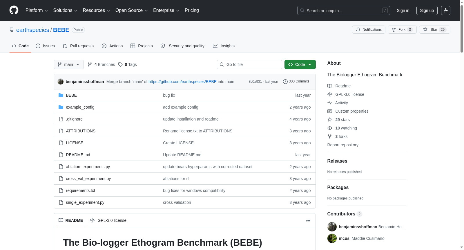 Bio-logger Ethogram Benchmark (BEBE) 数据集图片