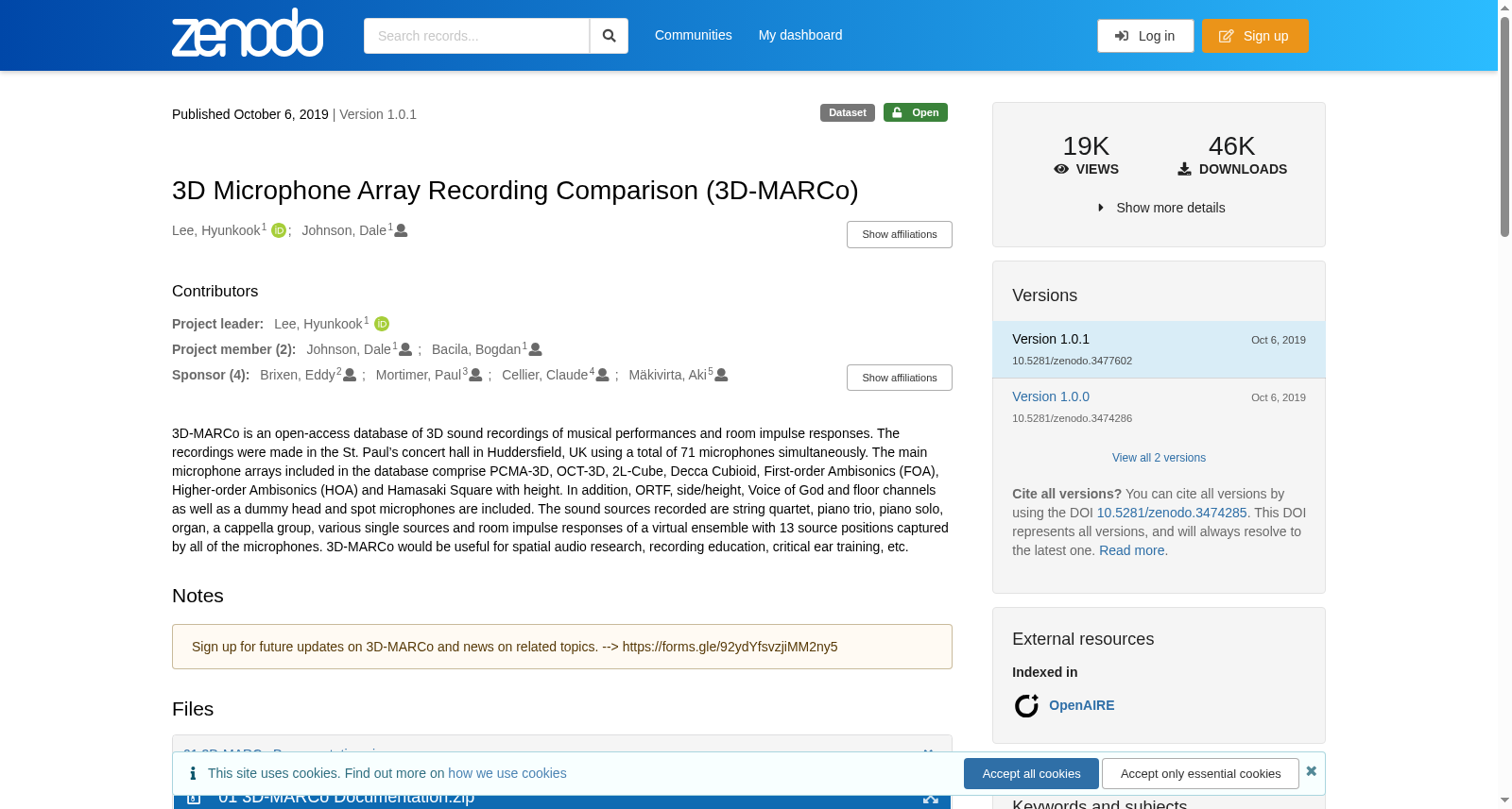 3D Microphone Array Recording Comparison (3D-MARCo) 数据集图片