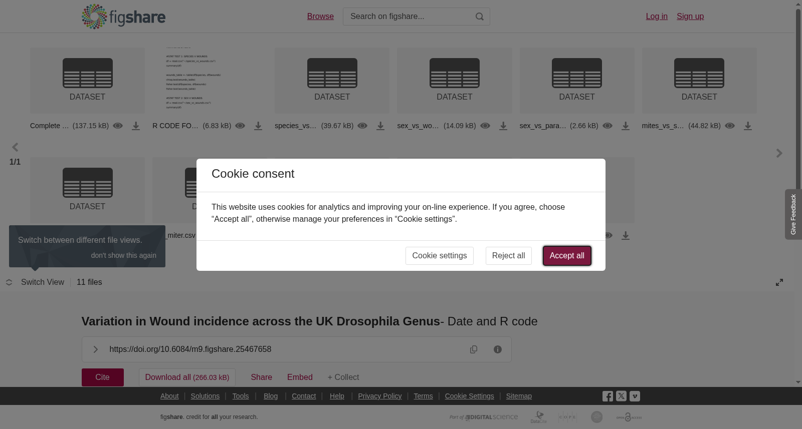 <b>Variation in Wound incidence across the UK Drosophila Genus</b>- Date and R code 数据集图片