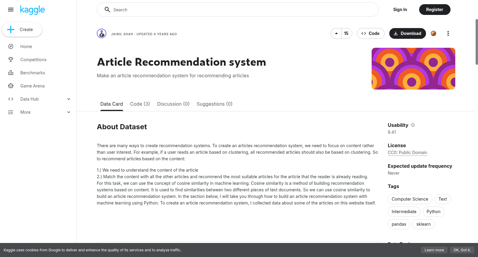 Article Recommendation system 数据集图片