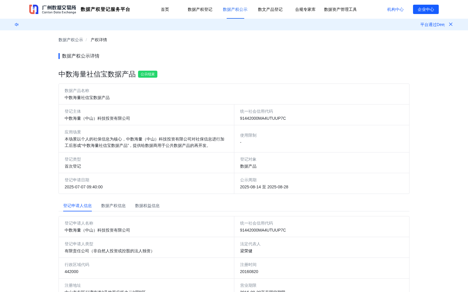 中数海量社信宝数据产品 数据集图片