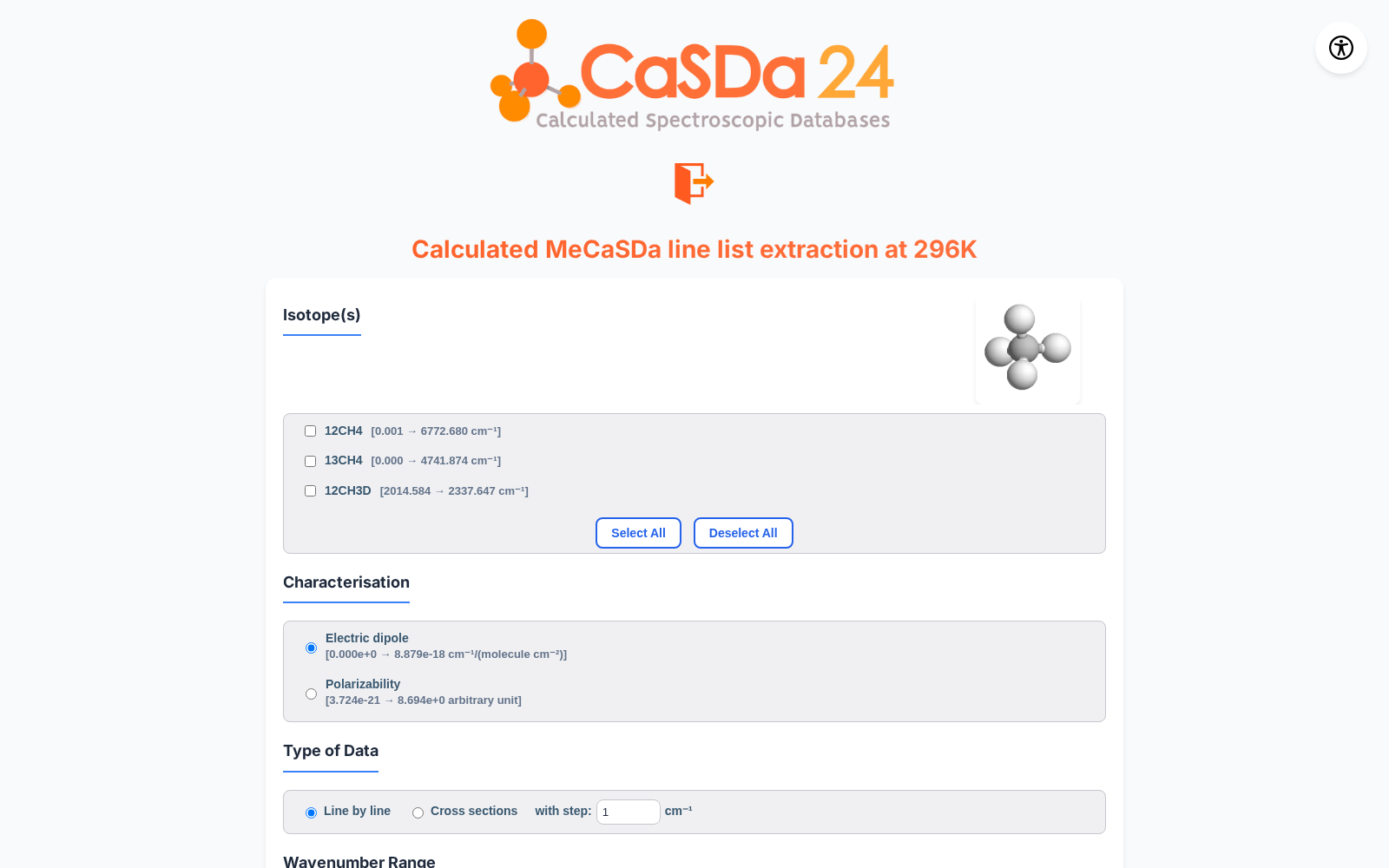 MeCaSDa - Methane Calculated Spectroscopic Database 数据集图片