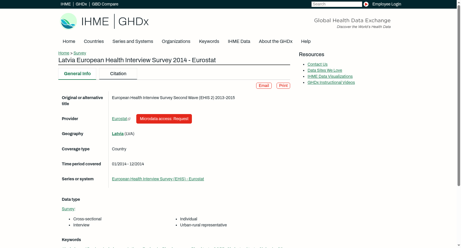Latvia European Health Interview Survey 2014 - Eurostat 数据集图片