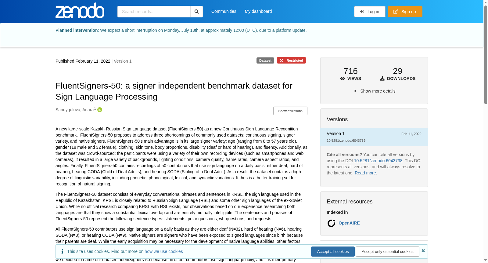 FluentSigners-50: a signer independent benchmark dataset for Sign Language Processing 数据集图片