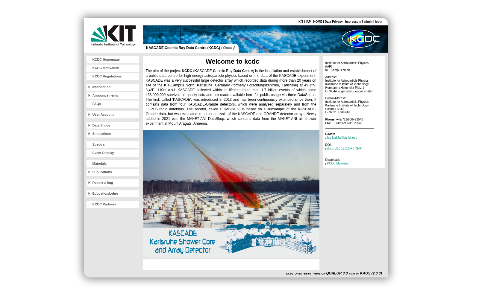 KASCADE Cosmic Ray Data Centre 数据集图片