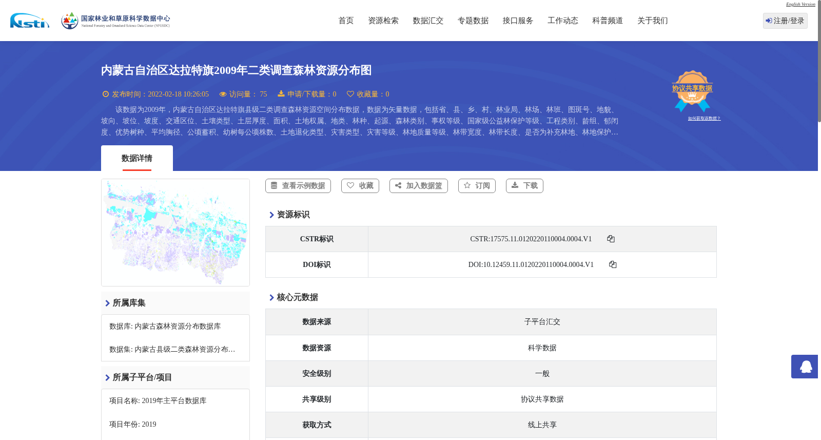 内蒙古自治区达拉特旗2009年二类调查森林资源分布图 数据集图片