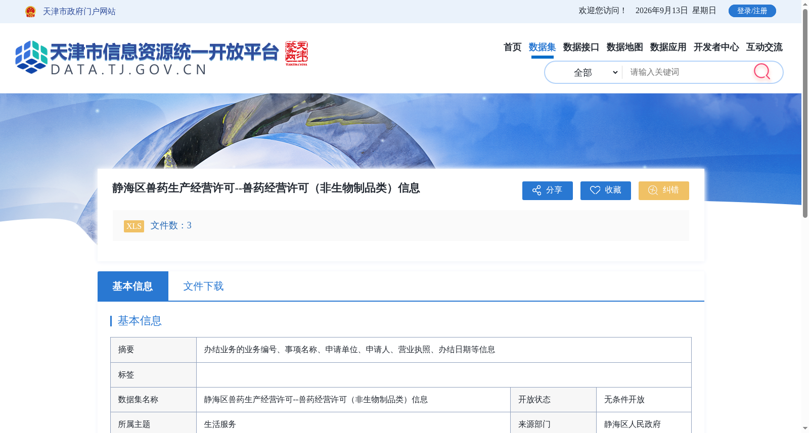 静海区兽药生产经营许可--兽药经营许可（非生物制品类）信息 数据集图片