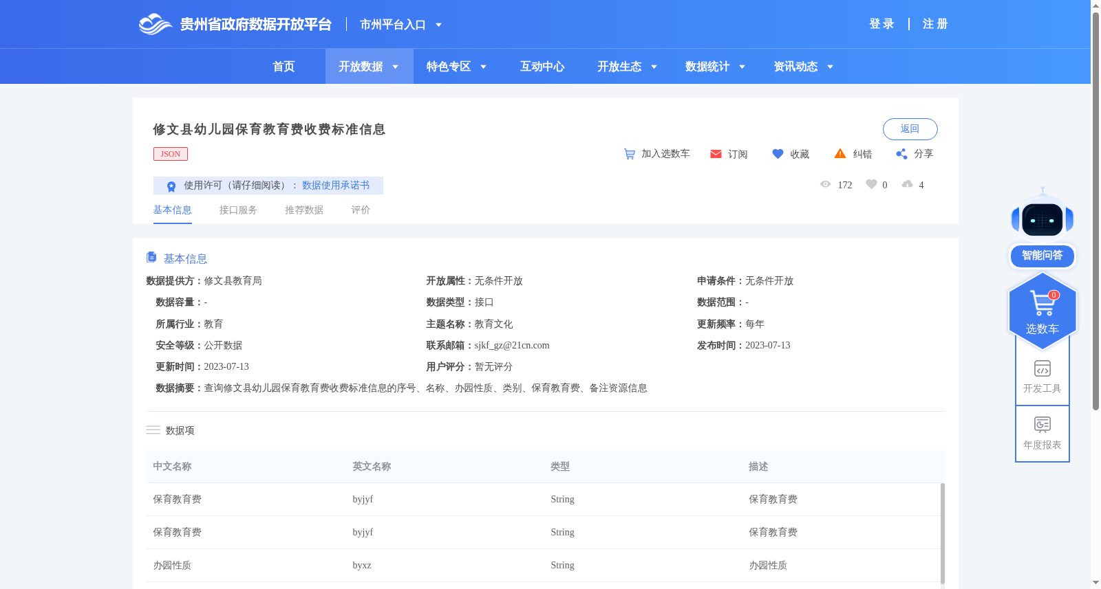修文县幼儿园保育教育费收费标准信息 数据集图片