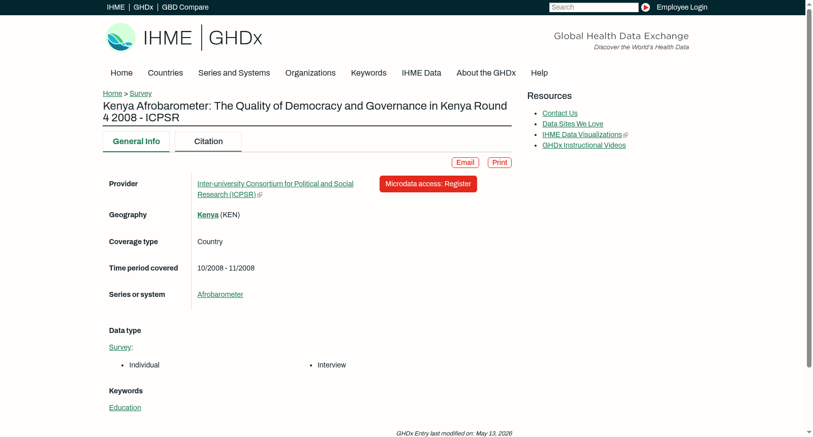 Kenya Afrobarometer: The Quality of Democracy and Governance in Kenya Round 4 2008 - ICPSR 数据集图片