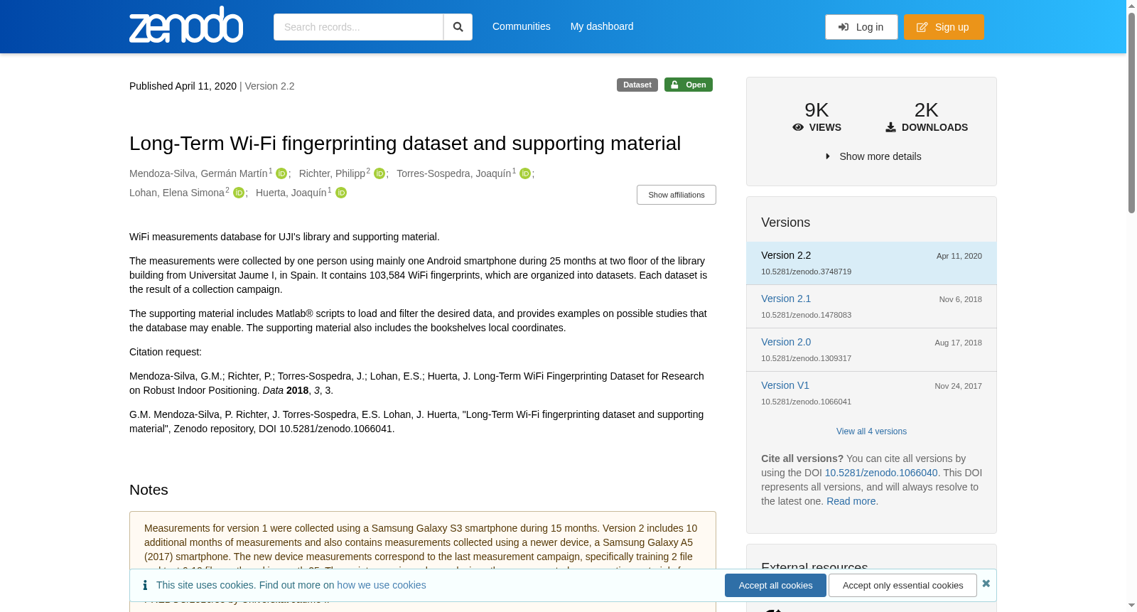 Long-Term Wi-Fi fingerprinting dataset and supporting material 数据集图片