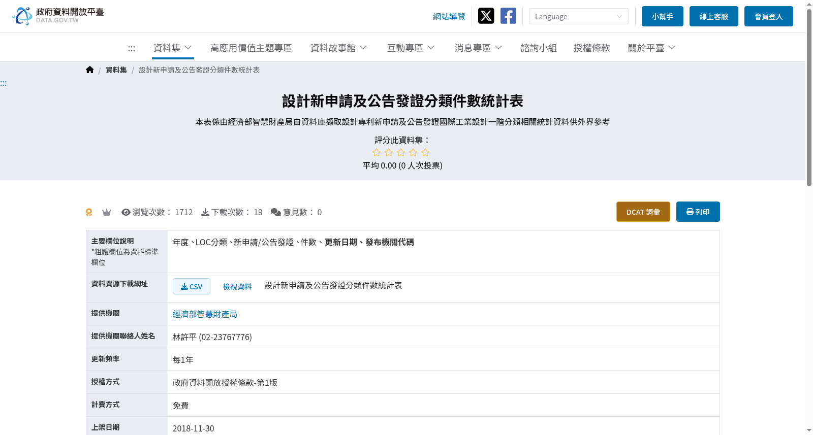 設計新申請及公告發證分類件數統計表 数据集图片