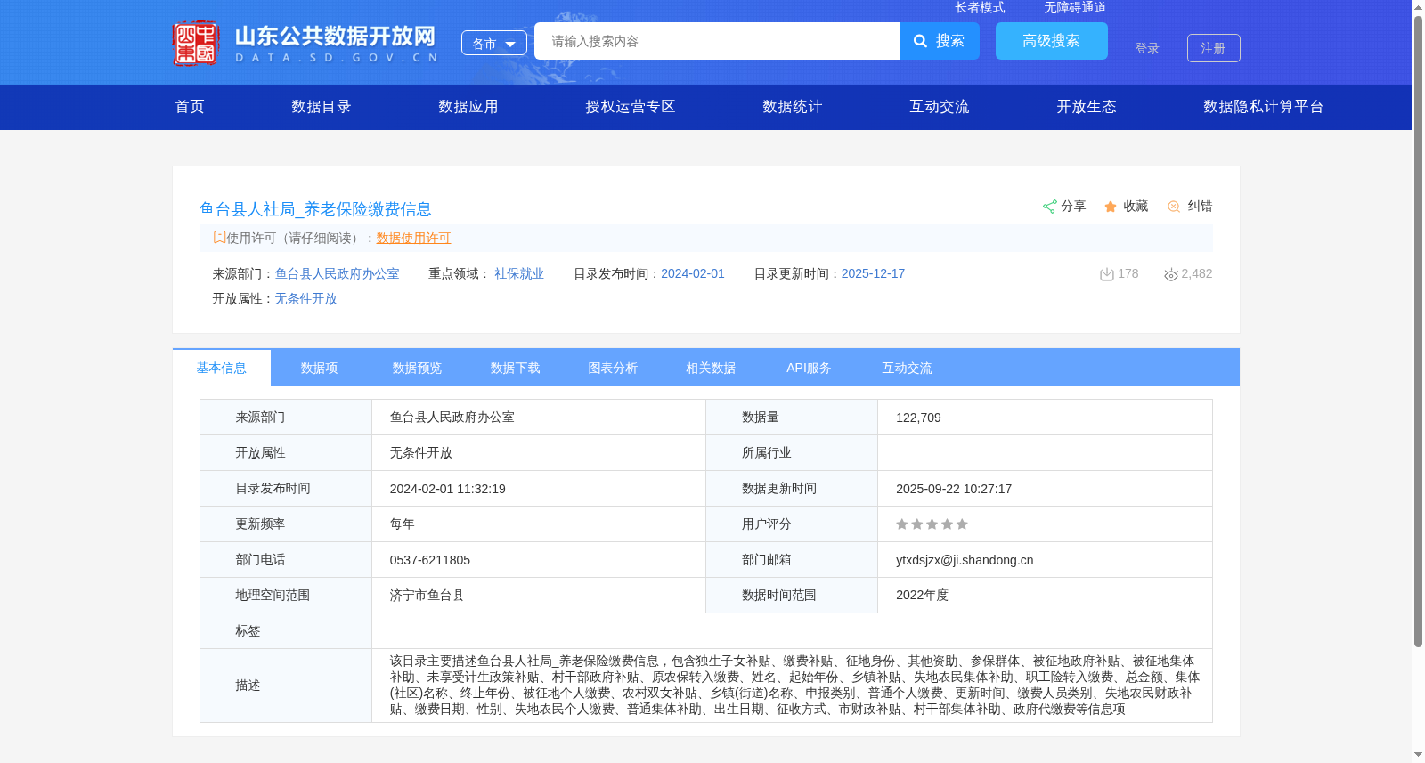 鱼台县人社局_养老保险缴费信息 数据集图片