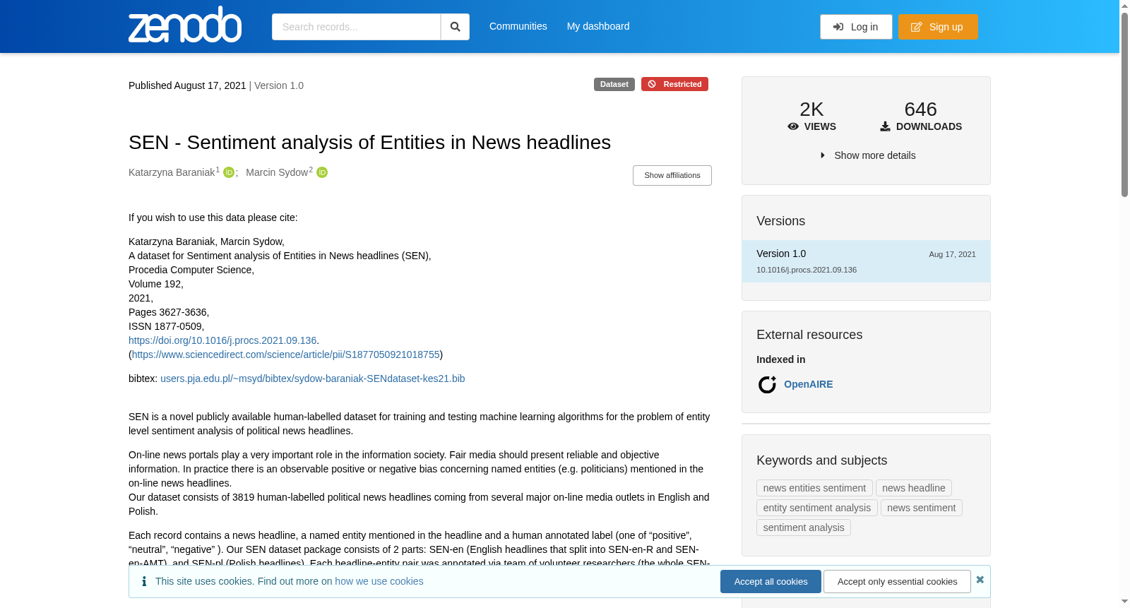 SEN - Sentiment analysis of Entities in News headlines 数据集图片
