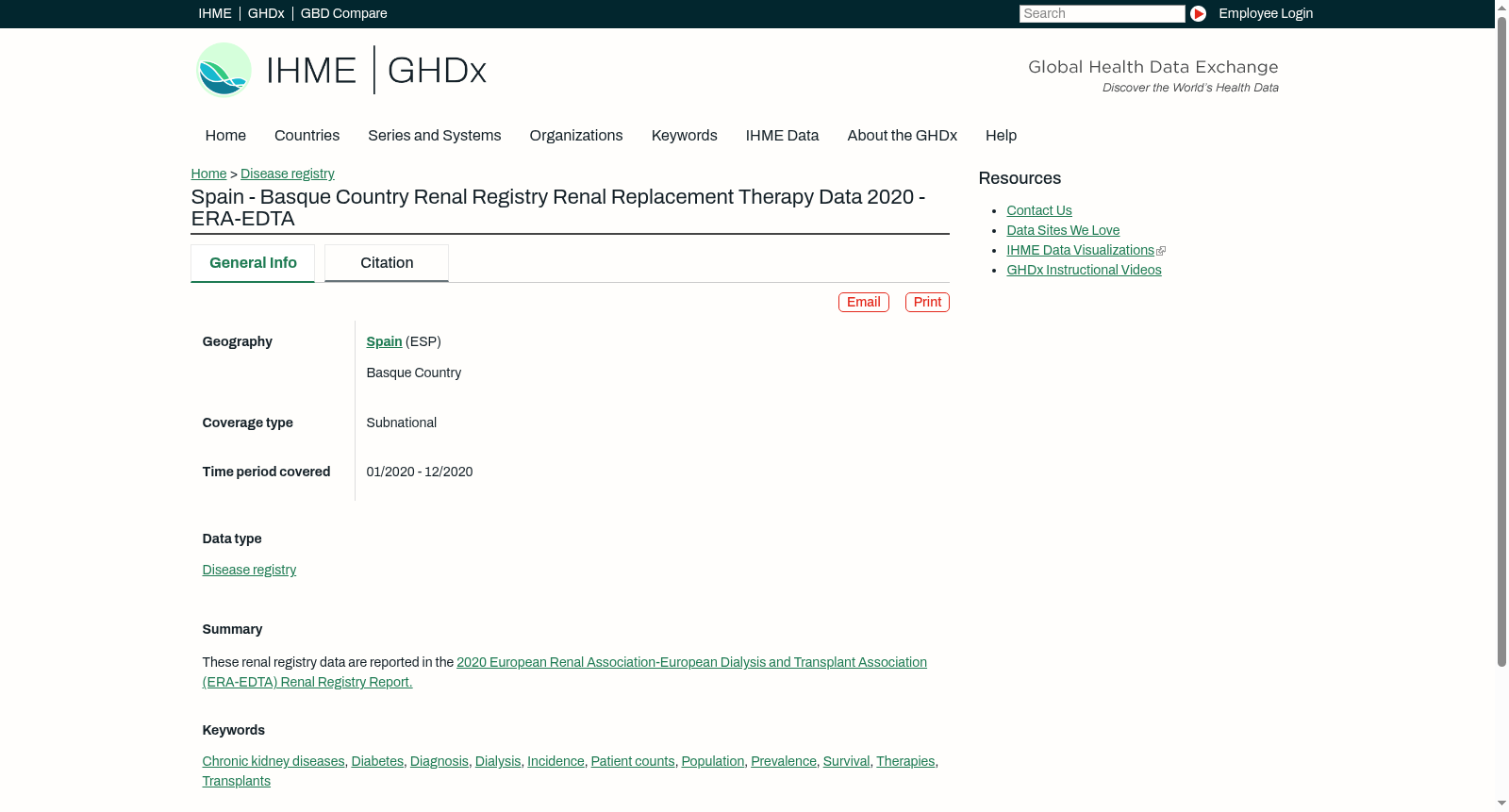 Spain - Basque Country Renal Registry Renal Replacement Therapy Data 2020 - ERA-EDTA 数据集图片