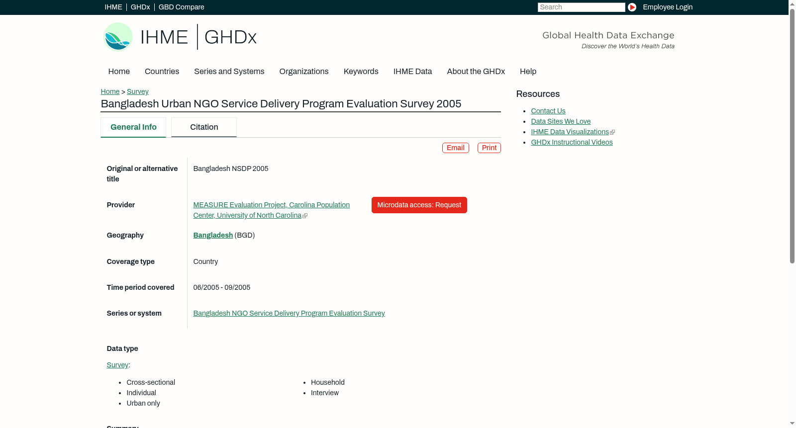 Bangladesh Urban NGO Service Delivery Program Evaluation Survey 2005 数据集图片
