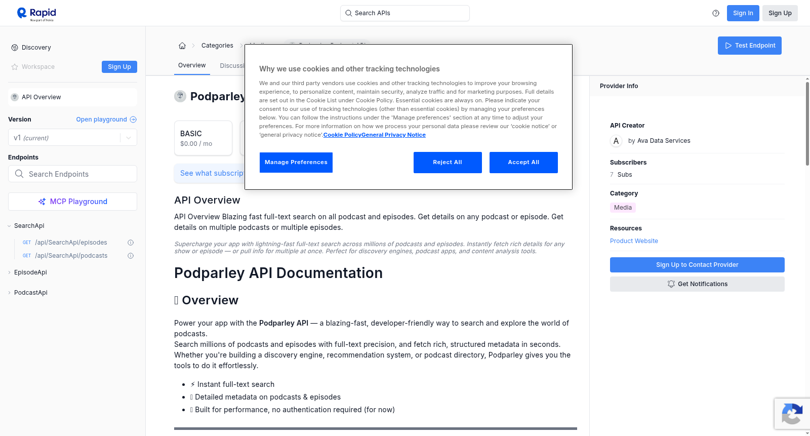 Podparley Podcast API 数据集图片