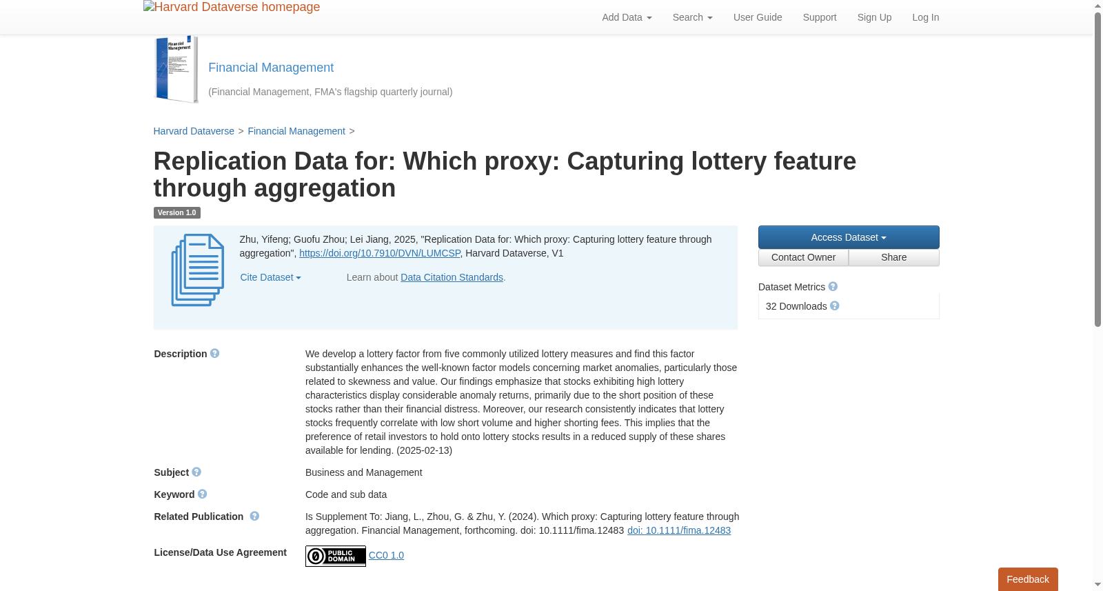 Replication Data for: Which proxy: Capturing lottery feature through aggregation 数据集图片