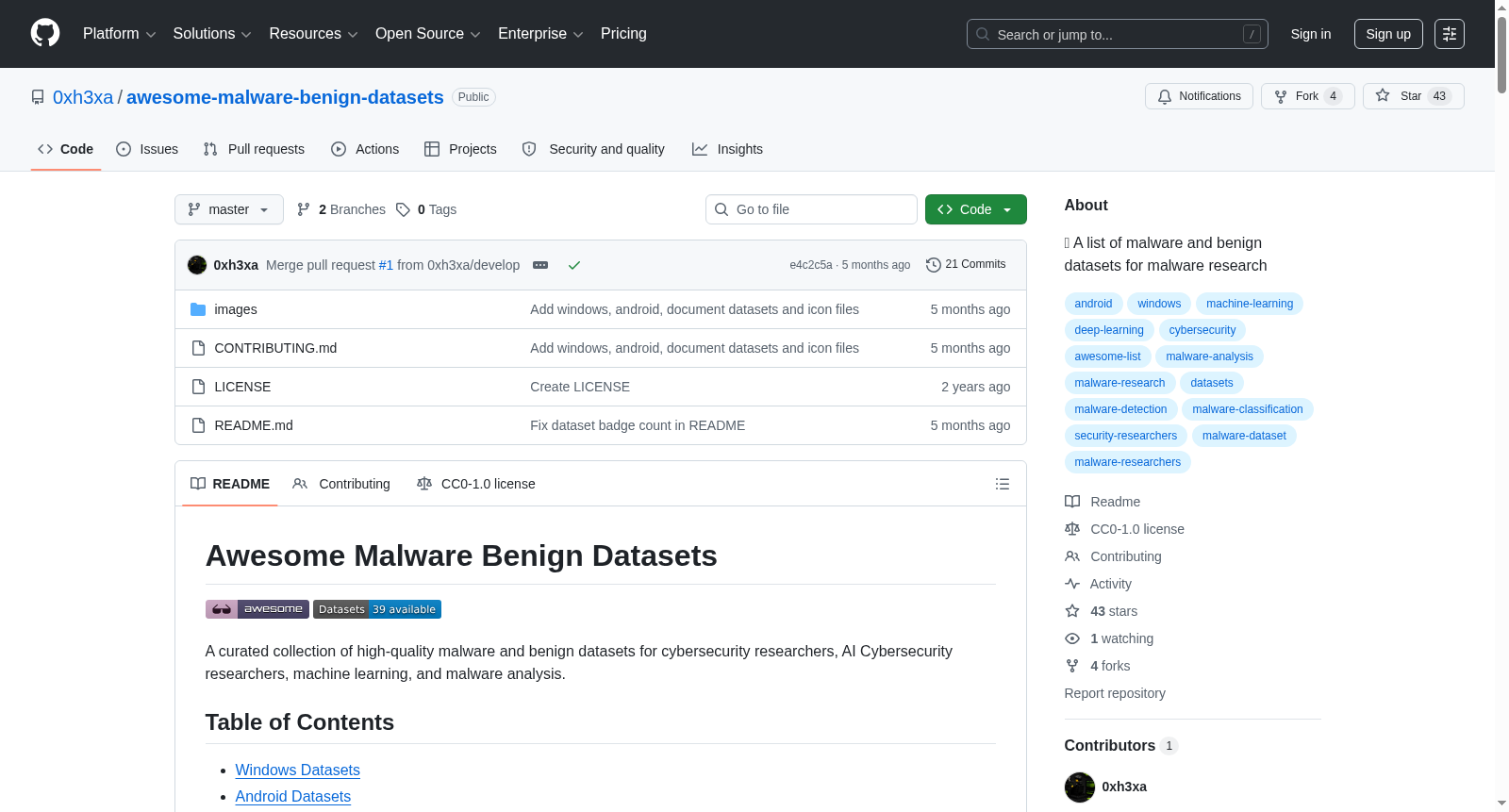 awesome-malware-benign-datasets 数据集图片
