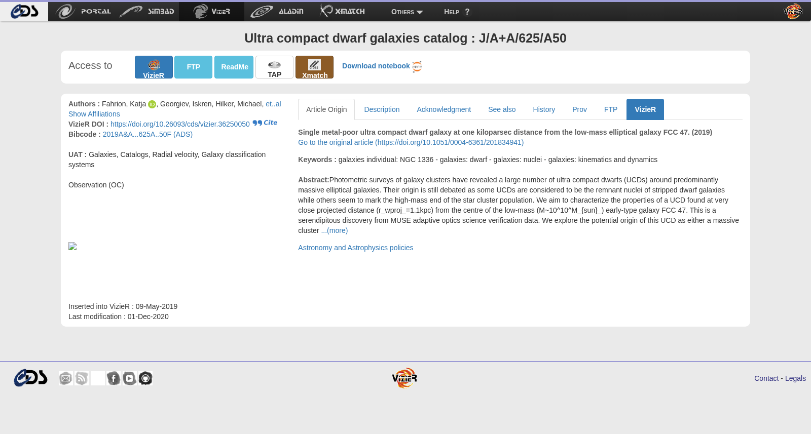 Ultra compact dwarf galaxies catalog 数据集图片