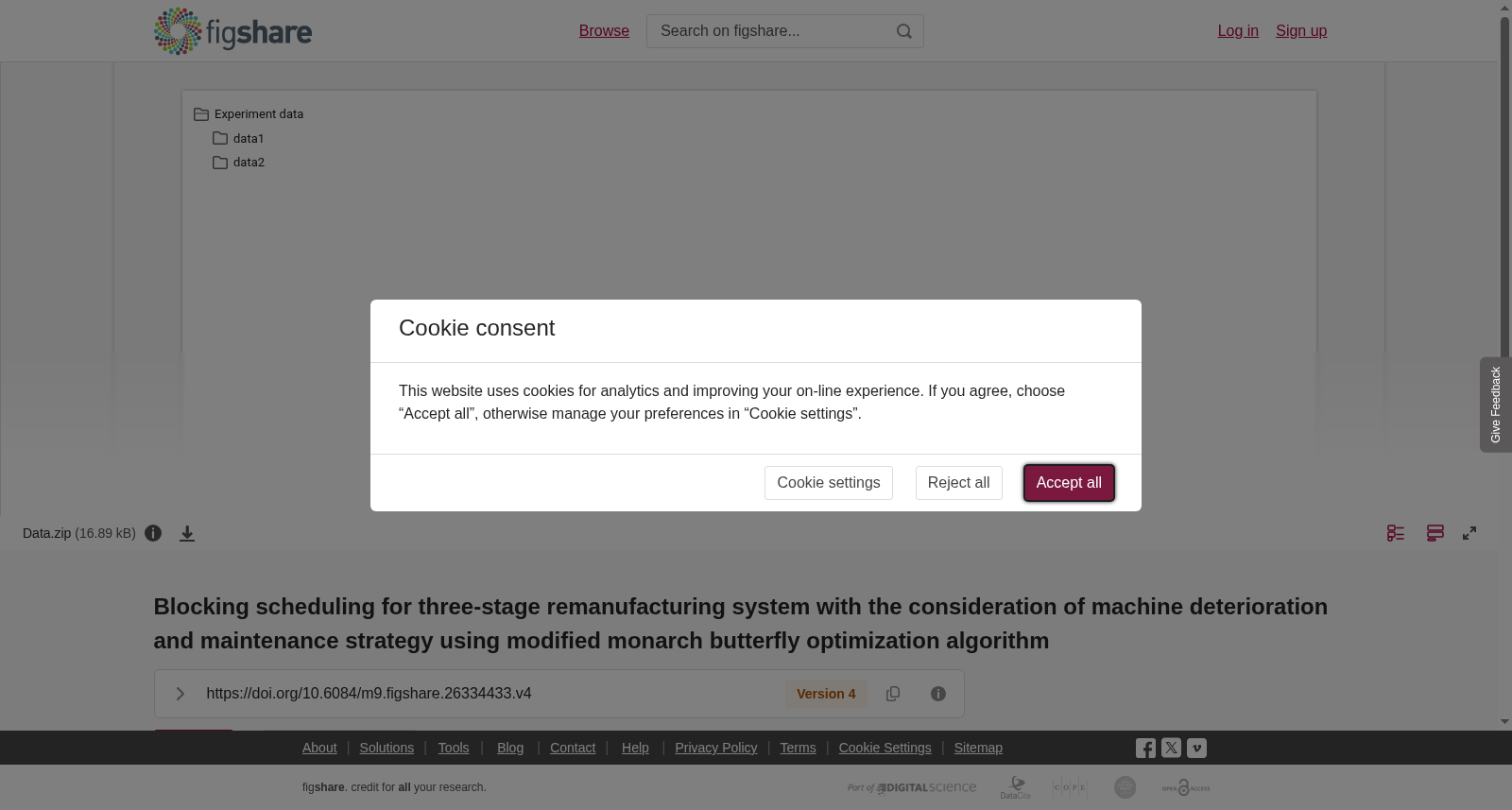 <b>Blocking scheduling for three-stage remanufacturing system with </b><b>the consideration of machine deterioration and </b><b>maintenance strategy using </b><b>modified monarch butterfly optimization algorithm</b> 数据集图片