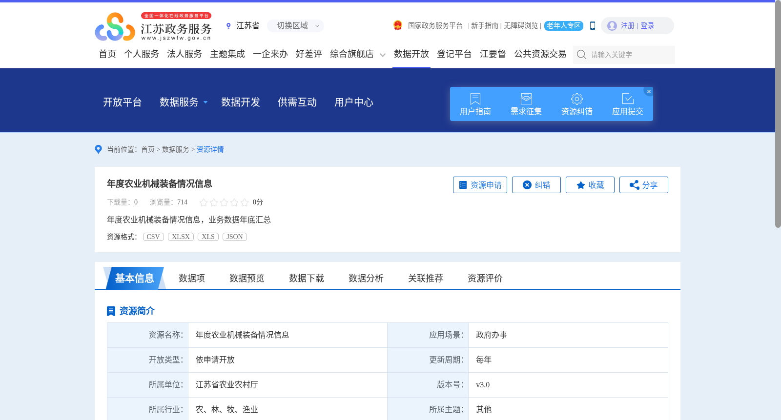 年度农业机械装备情况信息 数据集图片