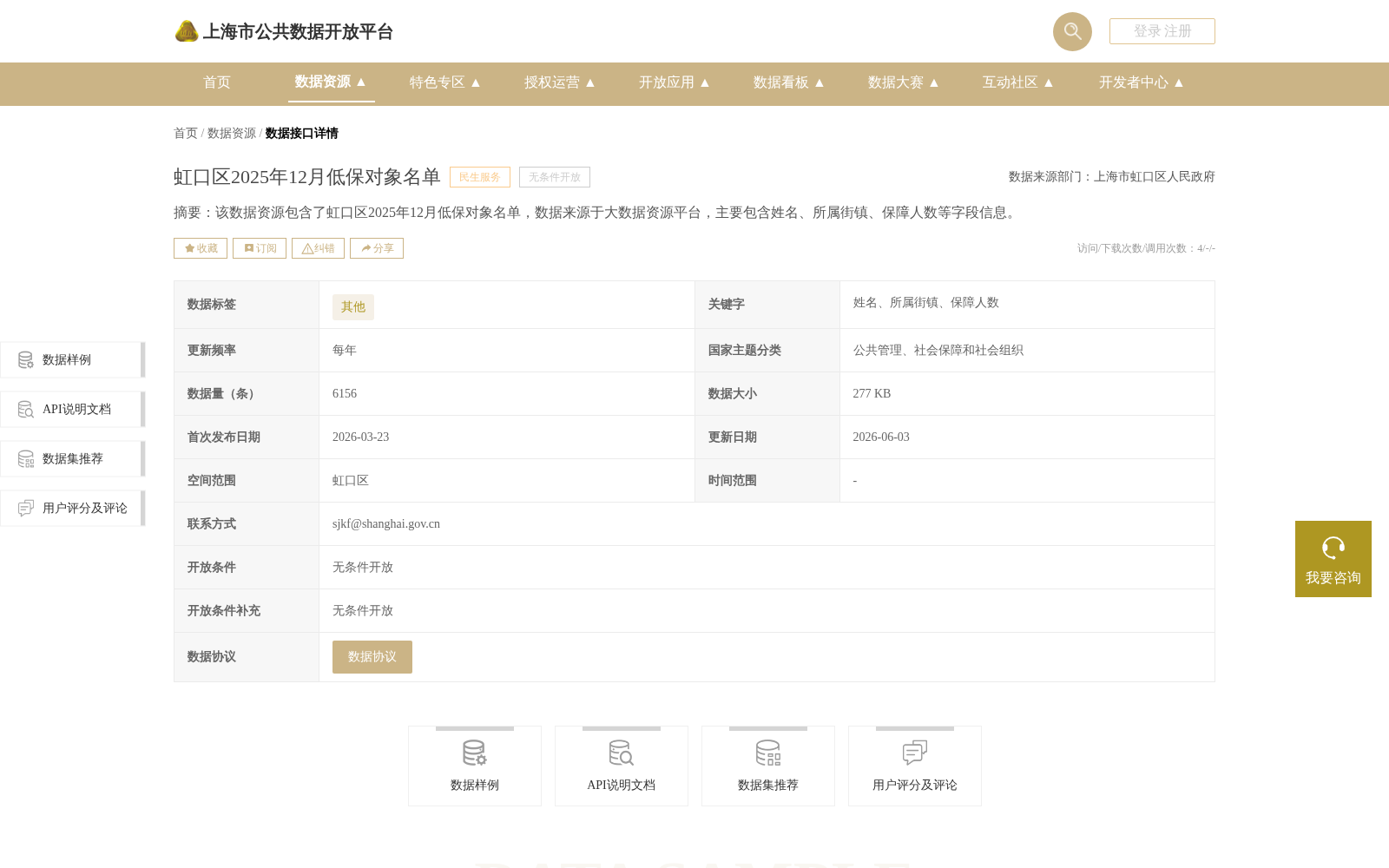 虹口区2025年12月低保对象名单 数据集图片