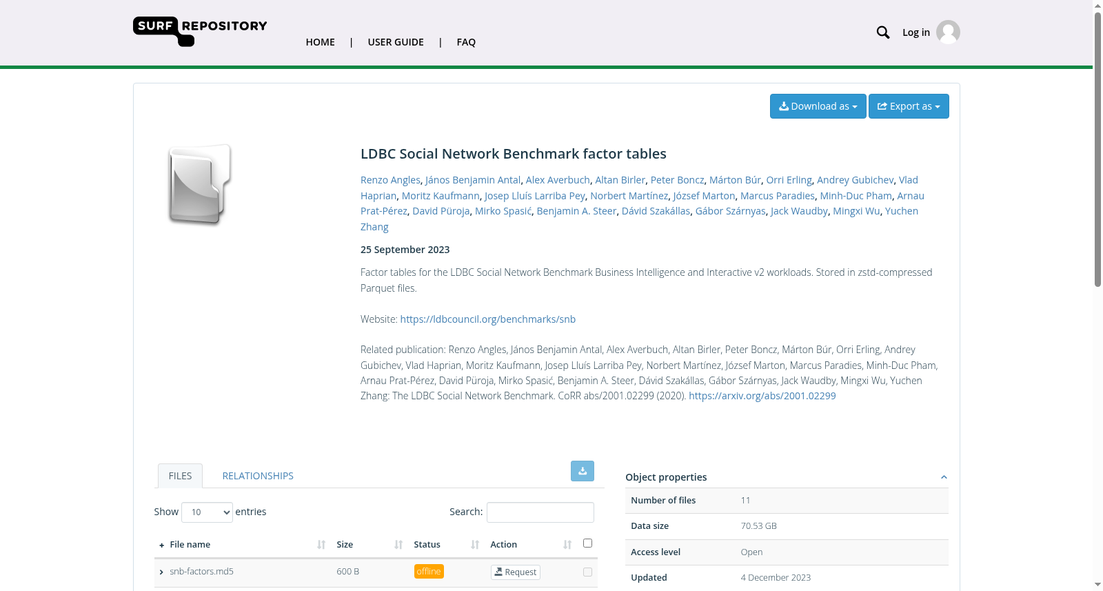 LDBC Social Network Benchmark factor tables 数据集图片