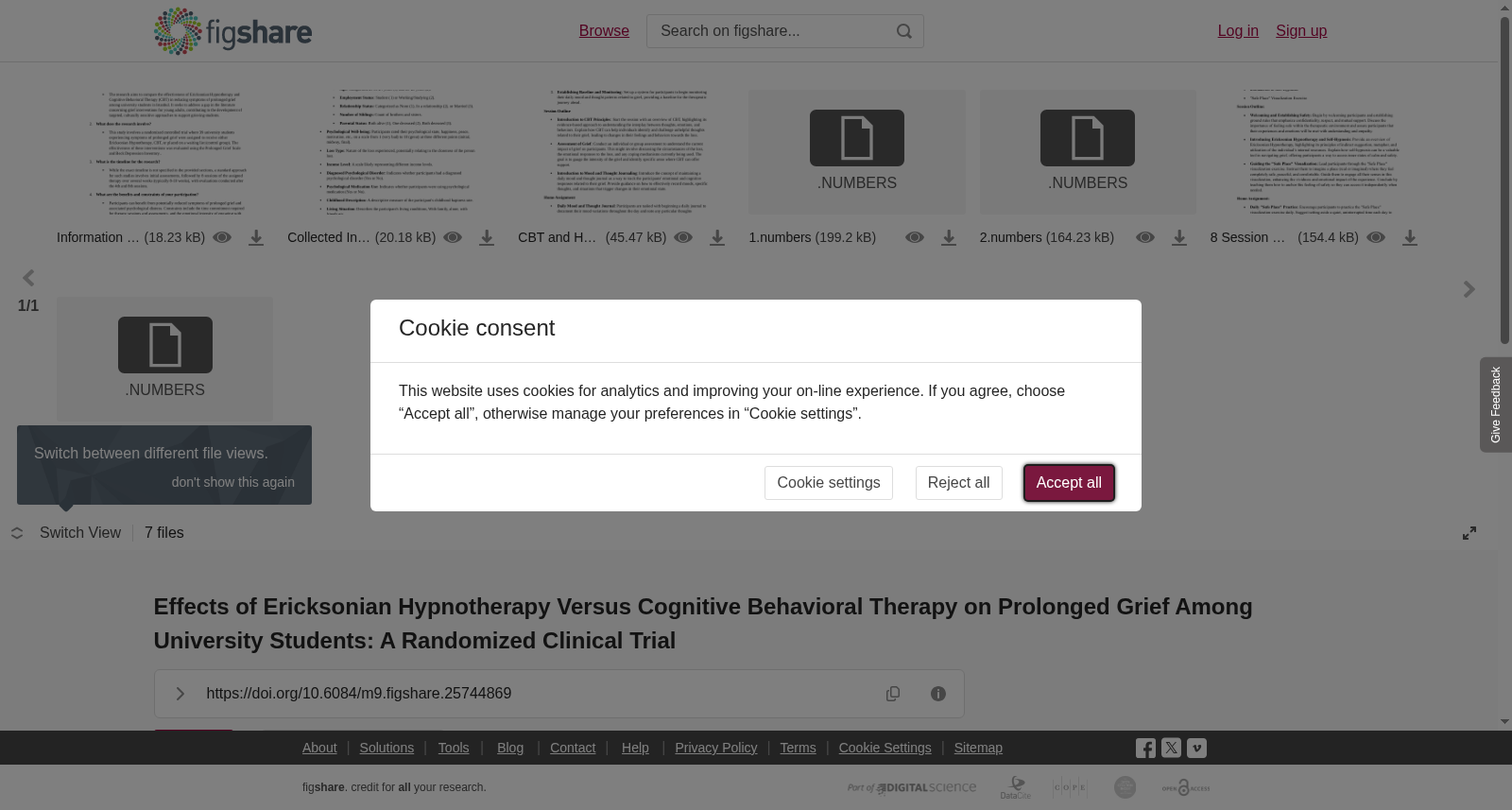 <b>Effects of Ericksonian Hypnotherapy Versus Cognitive Behavioral Therapy on Prolonged Grief Among University Students: A Randomized Clinical Trial</b> 数据集图片