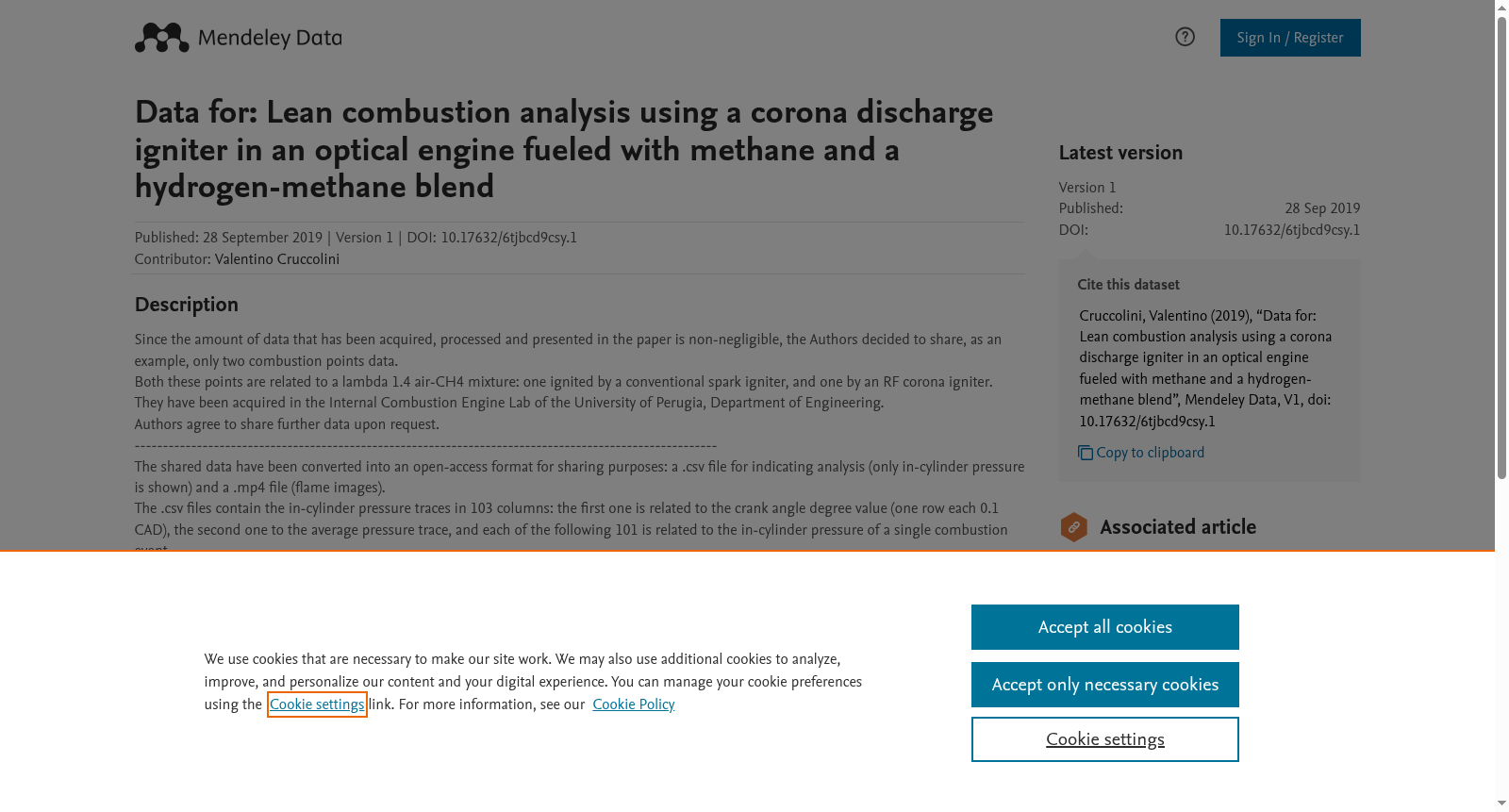 Data for: Lean combustion analysis using a corona discharge igniter in an optical engine fueled with methane and a hydrogen-methane blend 数据集图片