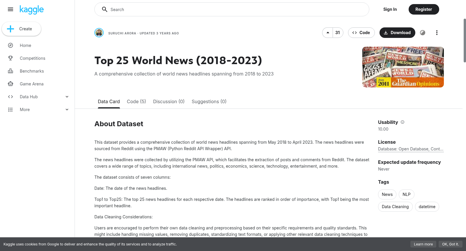 Top 25 World News (2018-2023) 数据集图片