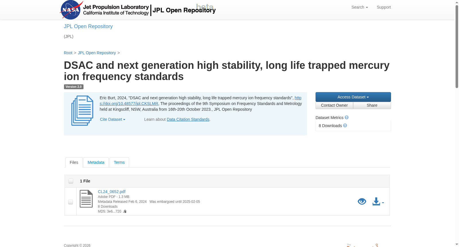 DSAC and next generation high stability, long life trapped mercury ion frequency standards 数据集图片