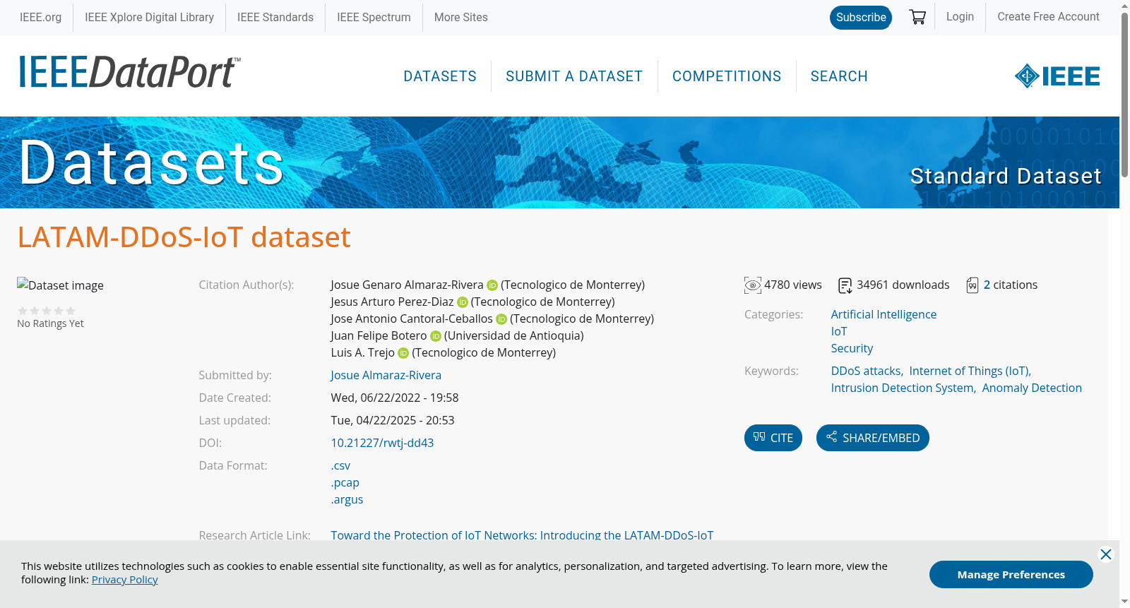 LATAM-DDoS-IoT dataset 数据集图片