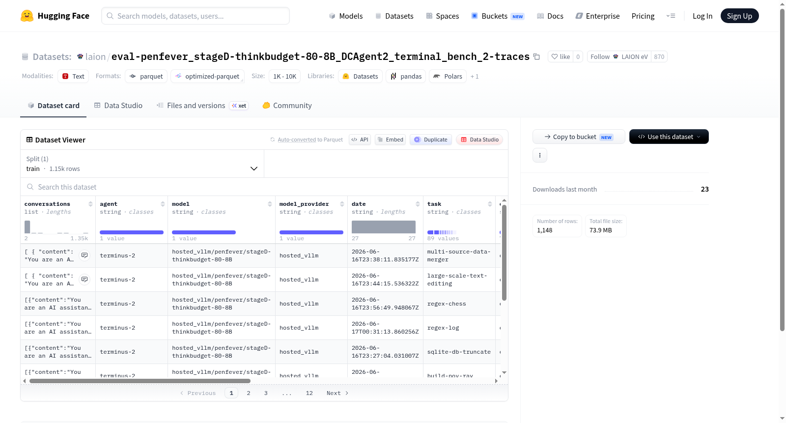 laion/eval-penfever_stageD-thinkbudget-80-8B_DCAgent2_terminal_bench_2-traces 数据集图片