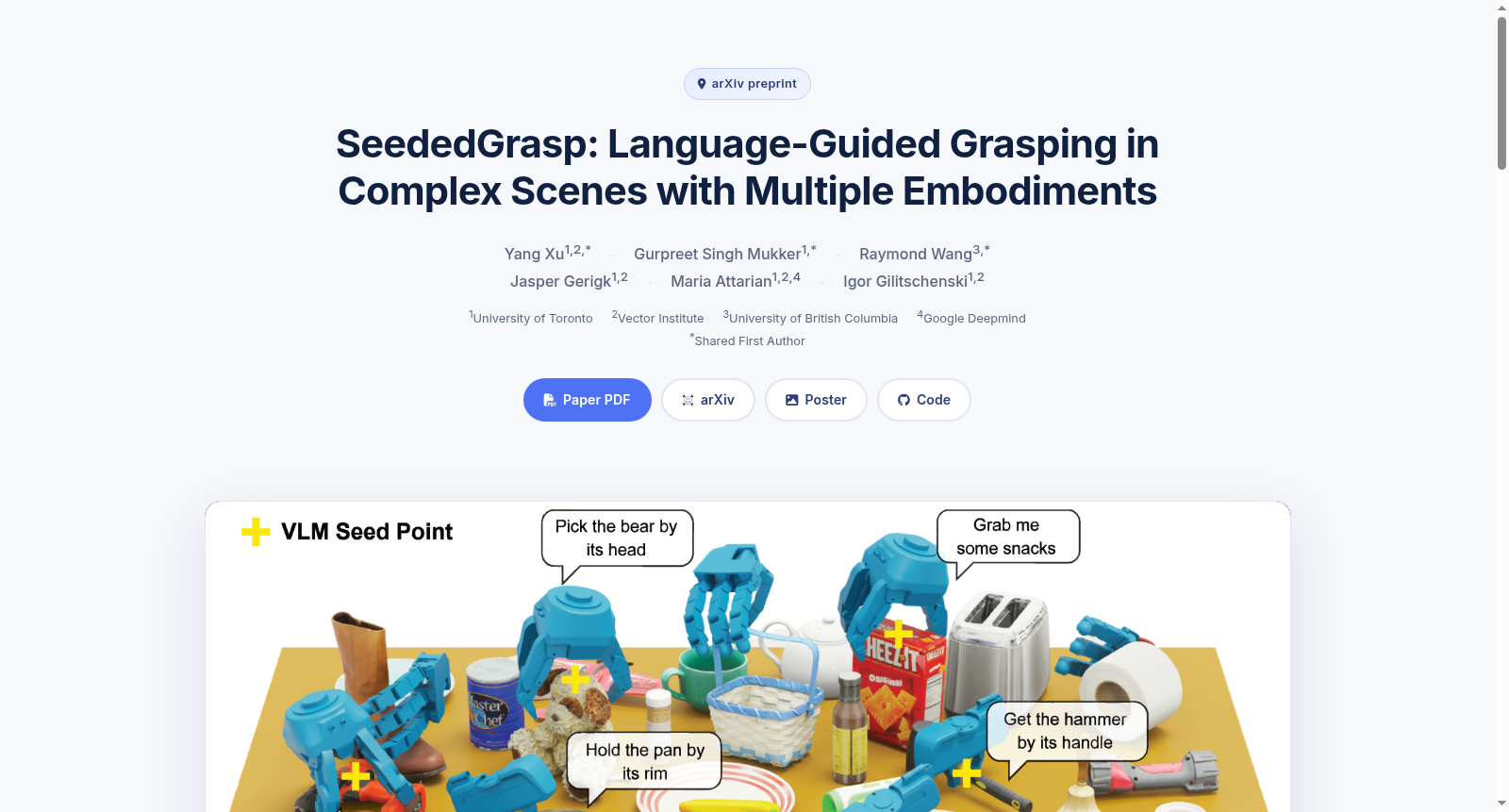 Multi-Embodiment Tabletop Grasping Dataset (SeededGrasp dataset) 数据集图片