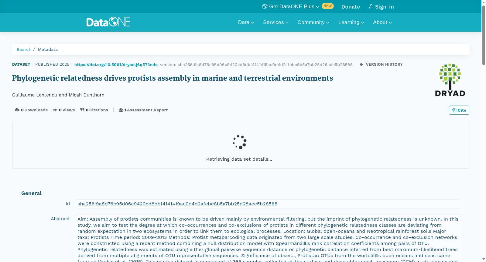 Phylogenetic relatedness drives protists assembly in marine and terrestrial environments 数据集图片