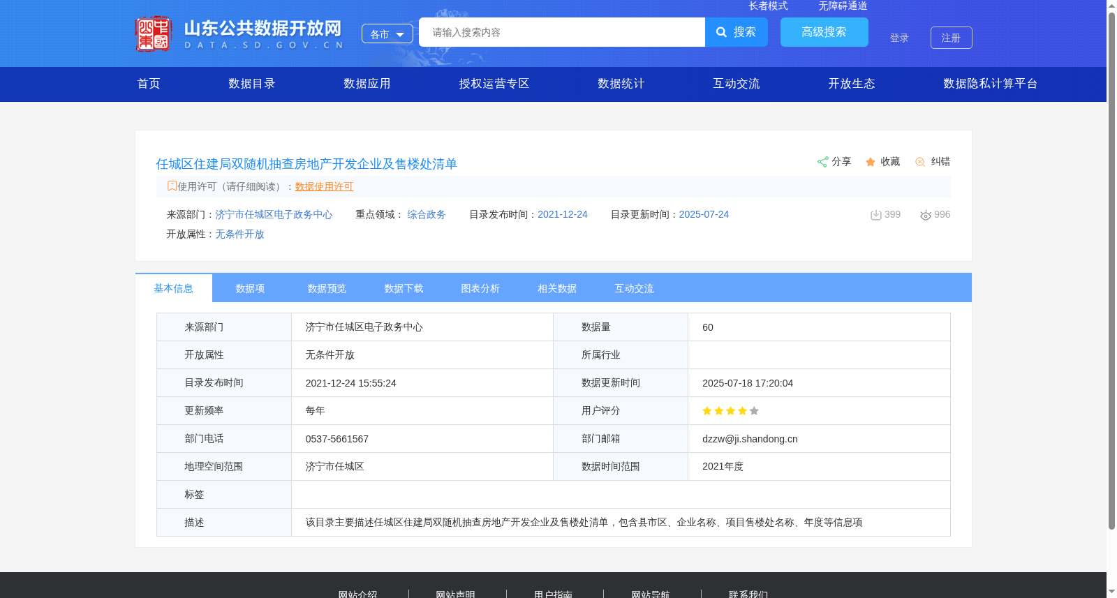 任城区住建局双随机抽查房地产开发企业及售楼处清单 数据集图片