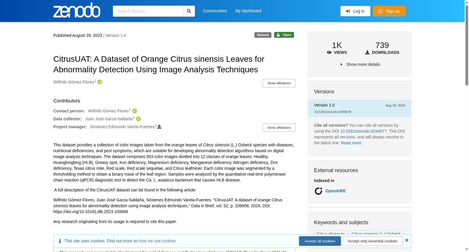 CitrusUAT: A Dataset of Orange Citrus sinensis Leaves for Abnormality Detection Using Image Analysis Techniques 数据集图片