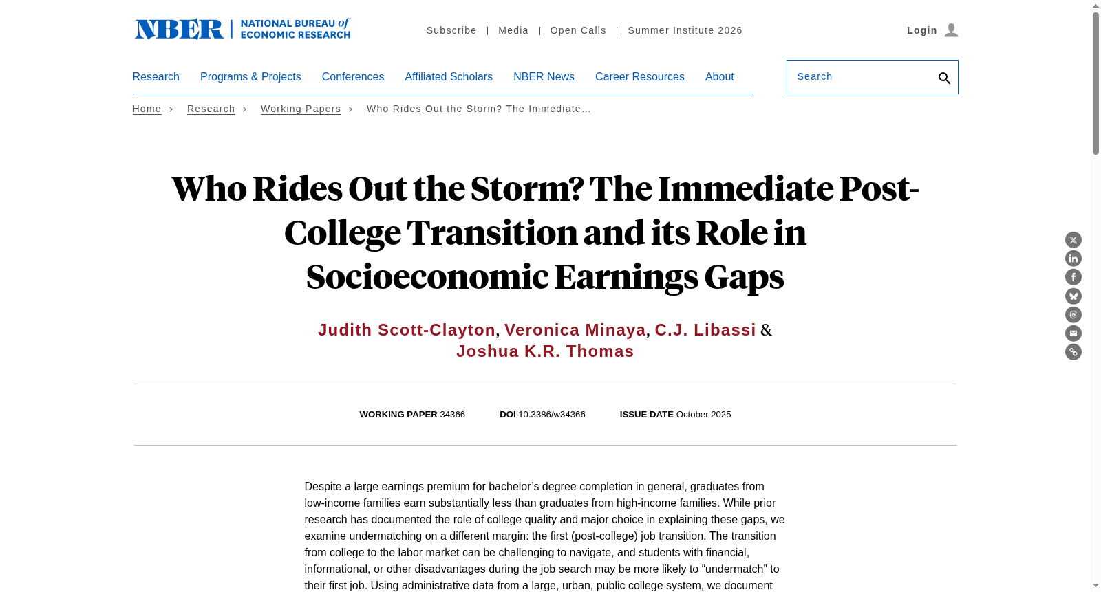 Who Rides Out the Storm? The Immediate Post-College Transition and its Role in Socioeconomic Earnings Gaps 数据集图片