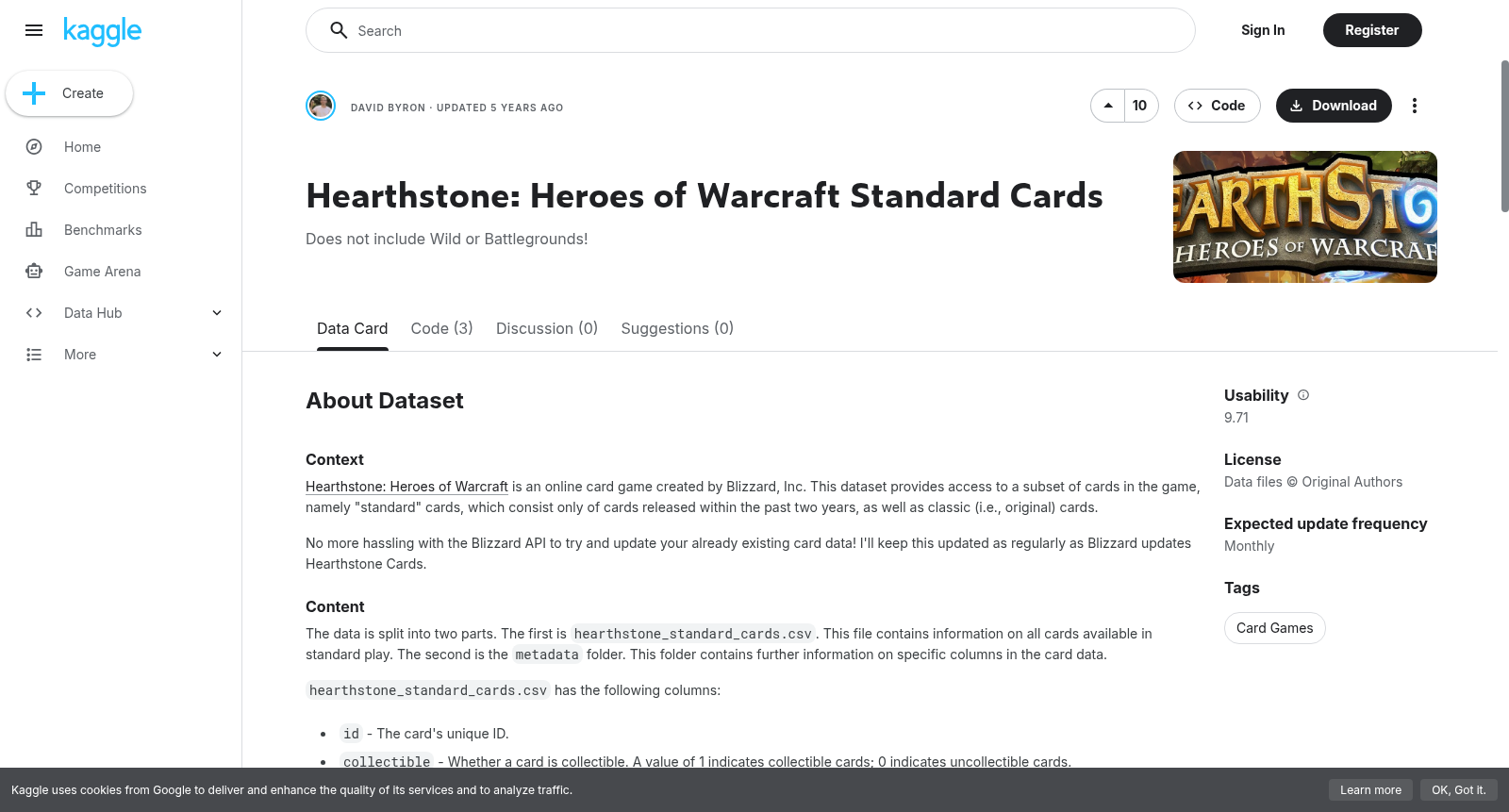 Hearthstone: Heroes of Warcraft Standard Cards 数据集图片