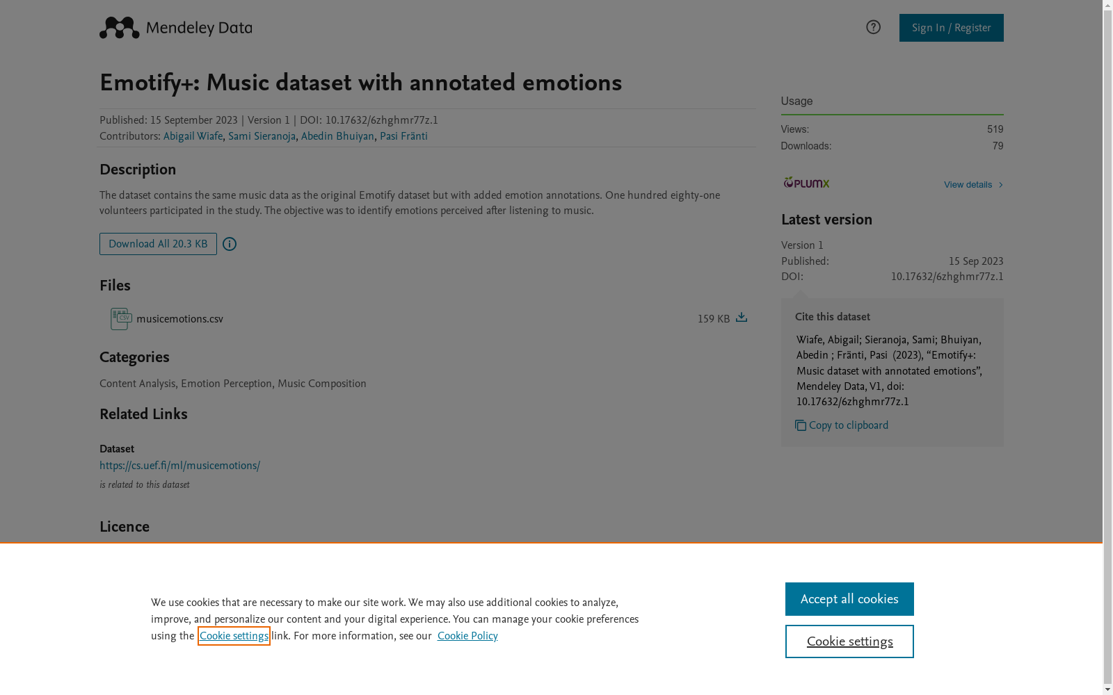 Emotify+: Music dataset with annotated emotions 数据集图片