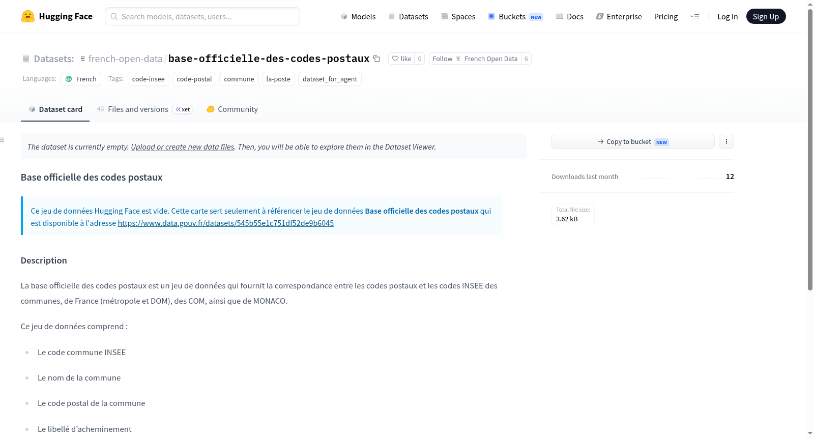 Data-Gouv-FR/base-officielle-des-codes-postaux 数据集图片