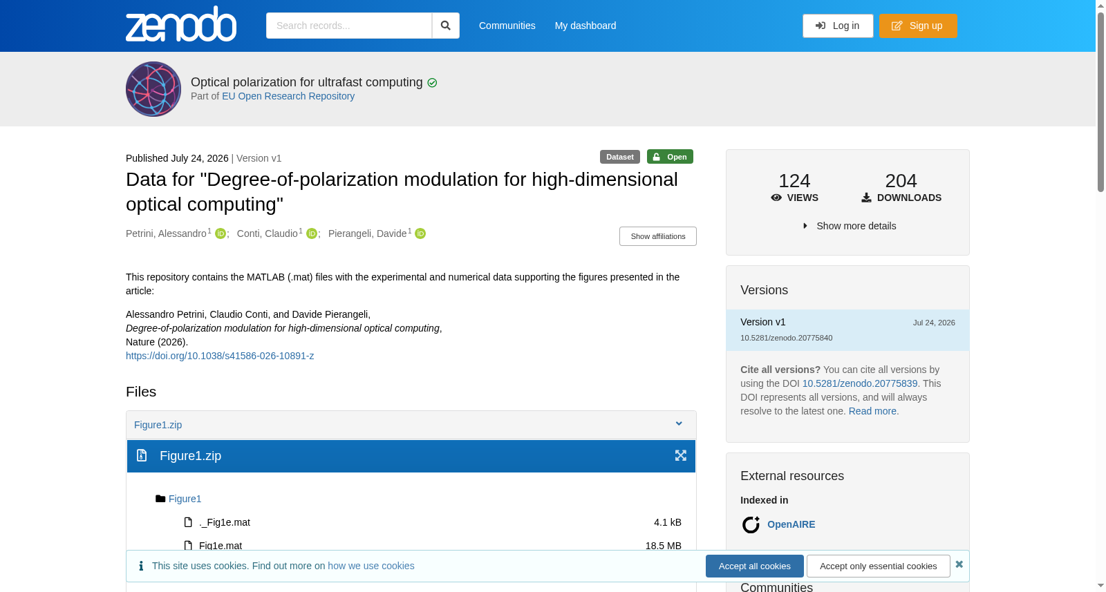 Data for "Degree-of-polarization modulation for high-dimensional optical computing" 数据集图片