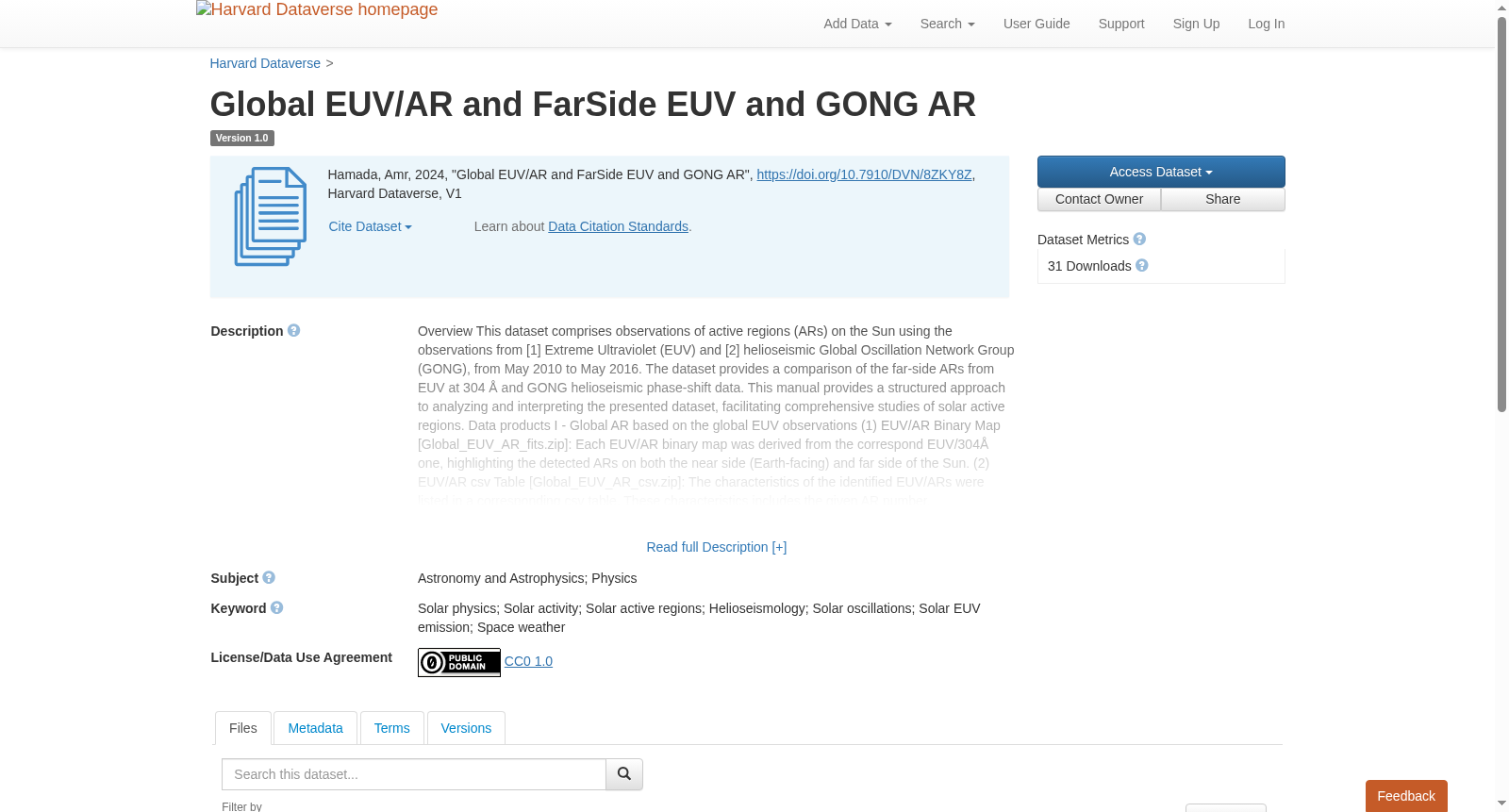 Global EUV/AR and FarSide EUV and GONG AR 数据集图片