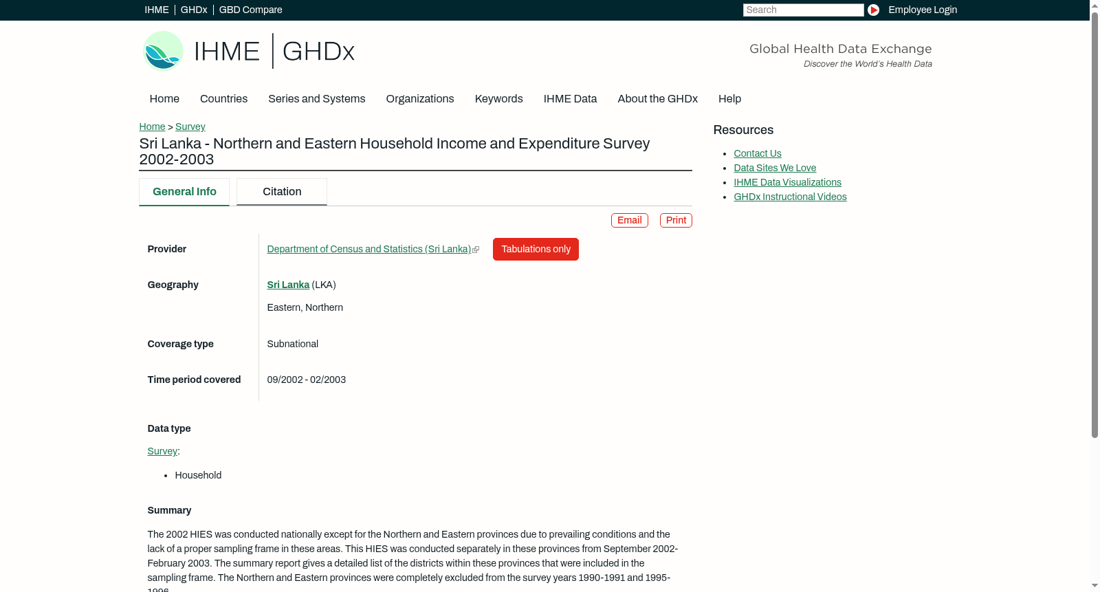 Sri Lanka - Northern and Eastern Household Income and Expenditure Survey 2002-2003 数据集图片