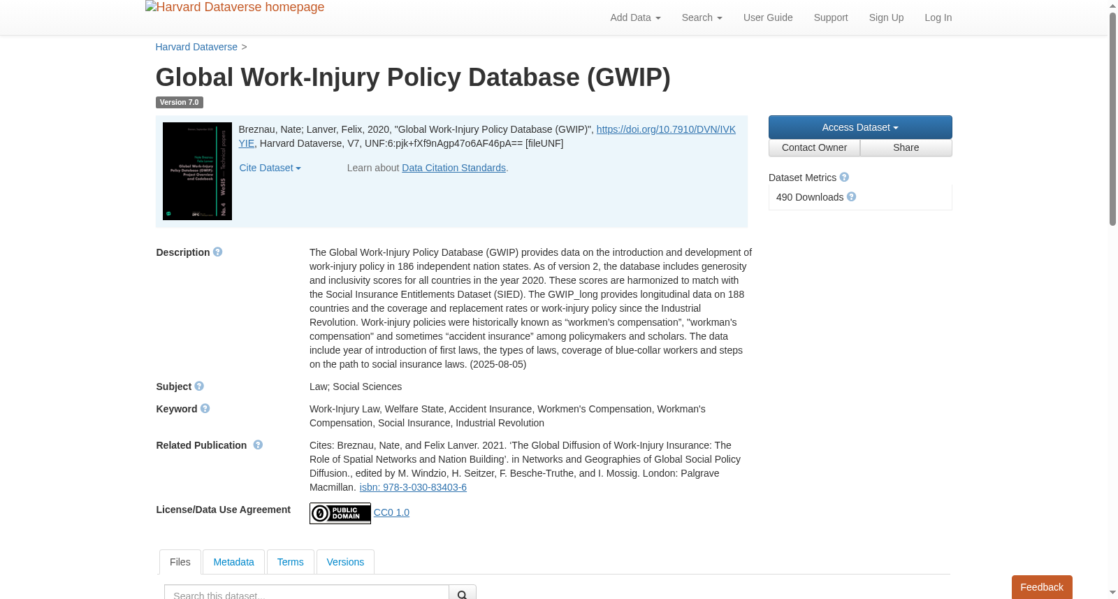Global Work-Injury Policy Database (GWIP) 数据集图片