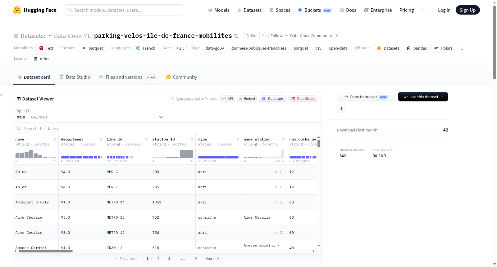 Data-Gouv-FR/parking-velos-ile-de-france-mobilites 数据集图片