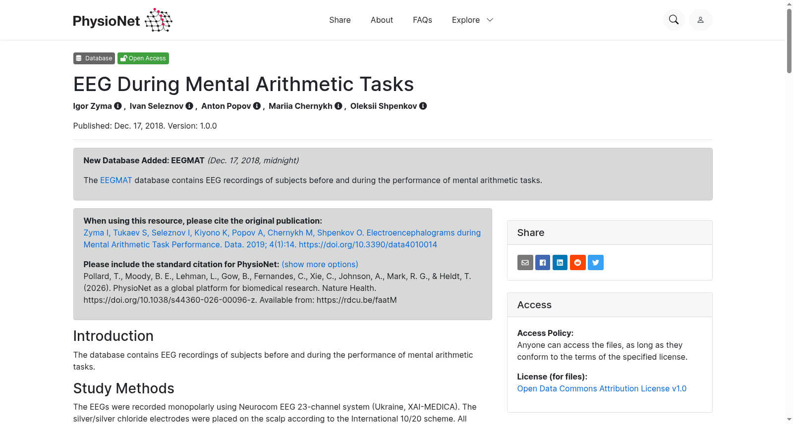EEG During Mental Arithmetic Tasks 数据集图片