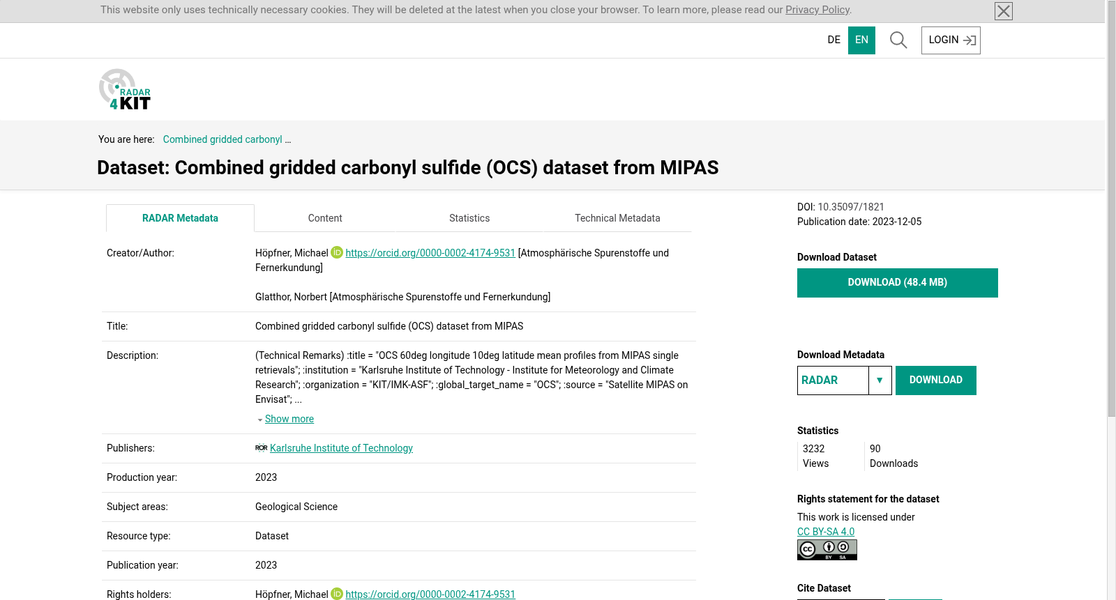 Combined gridded carbonyl sulfide (OCS) dataset from MIPAS 数据集图片