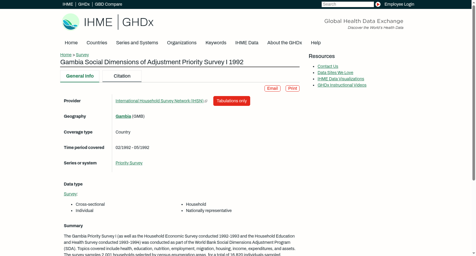 Gambia Social Dimensions of Adjustment Priority Survey I 1992 数据集图片